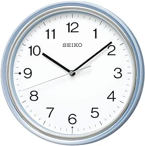 Seiko Clock KX252L Wall Clock, Radio Controlled, Analog, Light Blue Pearl, Diameter 10.8 x 1.9 inches (27.5 x 4.7 cm)