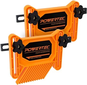 POWERTEC 71393 Dual Universal Featherboards for Multi-Functional Woodworking w/Flex and Miter Lock System – 2 Pack (Double Stack Edition)