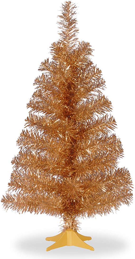 National Tree 3 Foot Champagne Tinsel Tree with Plastic Stand (TT33-702-30-1)