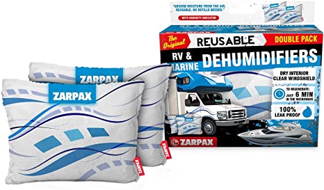 Zarpax Car, RV & Marine Dehumidifier | 16oz Set of 2 | Absorbs Moisture Condensation Damp Keeping Windscreens Clear | Dehumidifier Bags 100% Leakproof