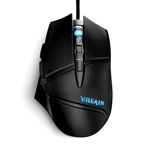 [Patented] Villain Gaming Computer Mouse with 7 Changing LED Lights Optical Wired Mouse Have Easy DPI Switch Control and 9 Programmable Buttons - High Precision & Accuracy, Weight Control System