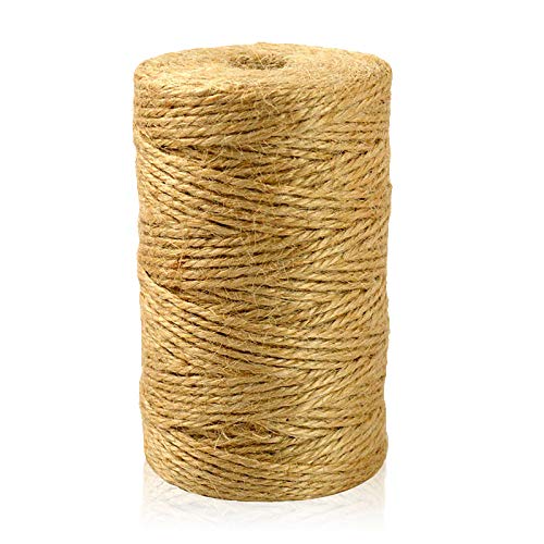 KINGLAKE 328 Feet Natural Jute Twine 2mm Arts Crafts Gift Twine Christmas Twine Durable Packing String Gift Wrapping Twine