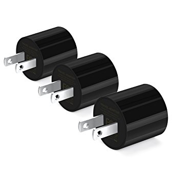 USB Wall Charger, ALPULON 3-Pack Protable Home Travel 5v/1a Wall Adapter for iPhone 7 Plus 6S iPad,Samsung Galaxy S7/S6 Edge S5,Google Pixel Nexus,LG, HTC,NOKIA Android More (Black)