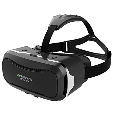 VR SHINECON 2nd VersionVirtual Reality Glasses Headset for 3D Videos Movies Games Compatible with Most 3.5"-6.0" iPhone, Samsung, HTC, LG, Sony, Moto Smartphone (Black)