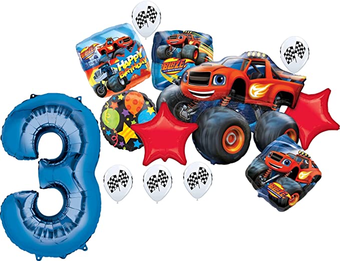 Blaze and the Monster Machines 3rd Birthday Party Supplies 13 pc Balloon Bouquet Decorations