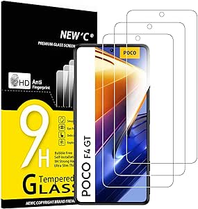 NEW'C 3 Piezas, Protector Pantalla para Xiaomi Poco F4 GT 5G, Poco X4 Pro 5G, Cristal templado Antiarañazos, Antihuellas, Sin Burbujas, Dureza 9H, 0.33 mm Ultra Transparente, Ultra Resistente