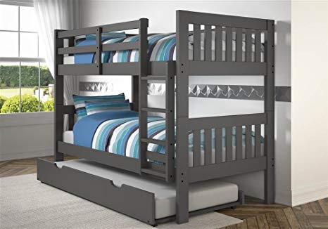 Donco Kids 1010-3TTDG_503-DG Mission Bunk Bed withTrundle Twin/Twin Dark Grey