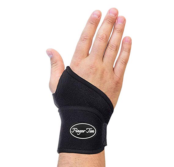 Wrist Support Desk Right Left Hand Adjustable and Breathable Band for Injury or Sports Use, Black Wrist Brace to Relieve Wrist Pain & Sprains & RSI & Arthritis (1 Pack)