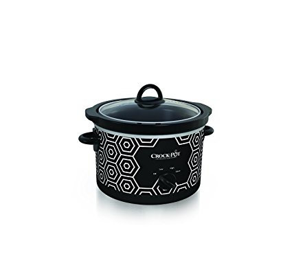 Crockpot SCR450-HX Round Slow Cooker, 4.5 quart, Black & White Pattern