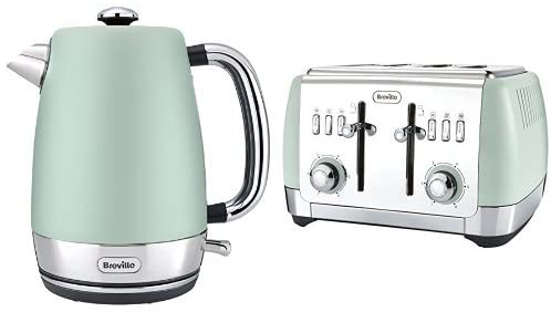 Breville Strata Kettle, 1.7 L, Green and 4 Slice Toaster, Green Bundle