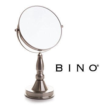 BINO 'The Scholar' 7.5-Inch Double-Sided Mirror with 5x Magnification, Satin Nickel