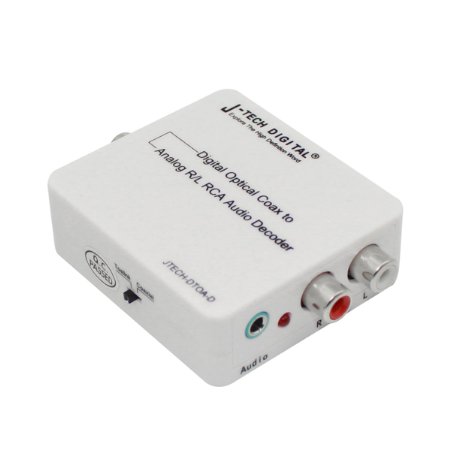 J-Tech Digital reg Optical SPDIF Toslink  Coaxial Digital to Analog Audio Decoder Converter with PCM  51 Dolby Digital and DTS Support with 35mm Jack HeadphoneSpeaker Outputs