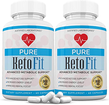 Pure Keto Fit Pills Advanced BHB Ketogenic Supplement Exogenous Ketones Ketosis for Men Women 60 Capsules 2 Bottles