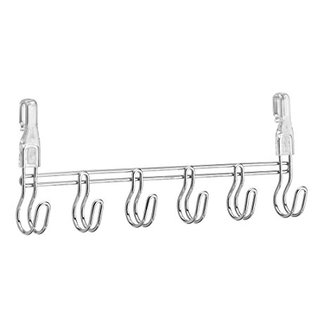 InterDesign Wire Shelving Organizer, Under Shelf Hooks -6, Chrome/Clear