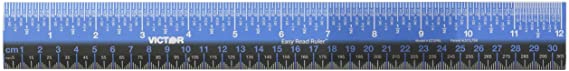 Victor EZ12PBL Plastic Dual Color 12 Easy Read Ruler with Inches, Centimeters and Millimeters Measurements, Blue/Black