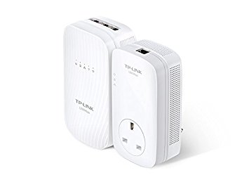 TP-Link 1200 Mbps Dual Band Gigabit Passthrough AC1750 Powerline Adapter, Range Extender, Broadband/Wi-Fi Extender, Wi-Fi Booster/Hotspot, Wi-Fi Clone, Wi-Fi Auto-Sync, UK Plug (TL-WPA8730KIT)