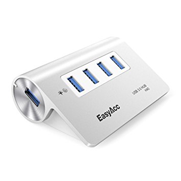 EasyAcc USB 3.0 4-Port Bus-Powered Aluminum Hub, Silver