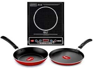 Pigeon by Stovekraft Cruise 1800 W Induction Cooktop (Push Botton, Black) with IB Fry Pan 240mm & IB Tawa 250mm | 1 Yr Warranty