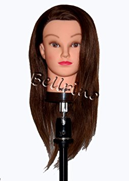 Bellrino 20-22" Cosmetology Mannequin Manikin Training Head with Human Hair - Helen