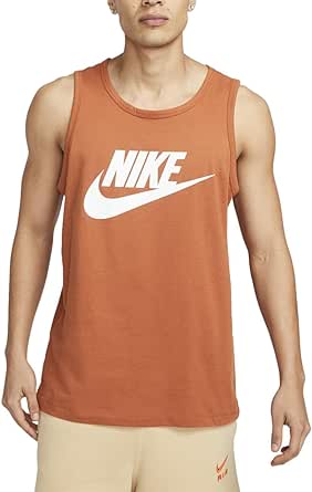 Nike Men's Sportswear Americana Statement Tank Top (as1, Alpha, s, Regular, Regular, Dark Russet/White)