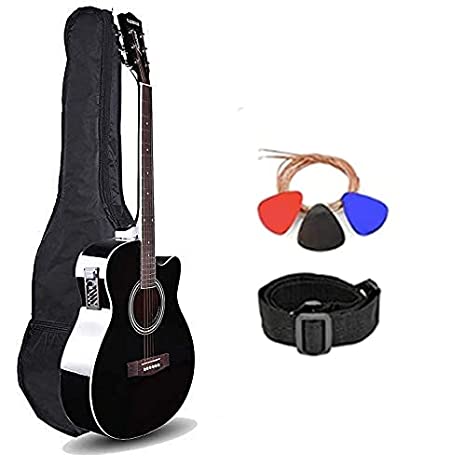 Kadence Frontier Series, Acoustic Guitar With/Wihtout EQ Die Cast Keys Combo (Bag,strap,strings and 3 picks) (Black, Semi/Electro Acoustic)