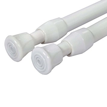 AIZESI 2PCS Spring Tension Curtain Rod, 28 to 48-Inch (White)