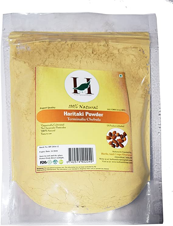 H&C Organically Cultivated Haritaki Powder (Terminalia Chebula) For Good Digestion 0.5 Lb 8 Oz (227 Gms)