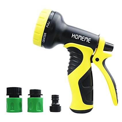 Homeme 9 Pattern Garden Watering Nozzle with Garden Hose Connections Kit