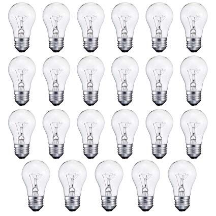 40-Watt Appliance Bulb, Appliance Light Bulb 40w A15, 120v 40w Refrigerator Bulb Clear Ceiling Fan Bulbs Medium (E26) Standard Household Base Crystal Clear, 24Packs