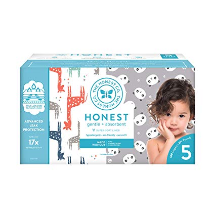 The Honest Company Super Club Box Diapers with TrueAbsorb Technology, Pandas & Safari, Size 5, 100 Count