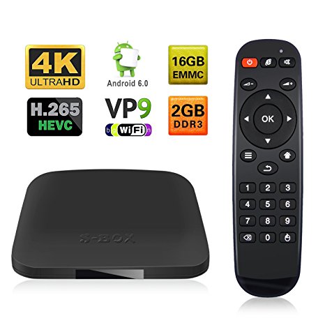 Topsion Smart TV Box Quad Core 2G/16G Android 6.0 Amlogic S905X with Bluetooth 3D 4K (16G)