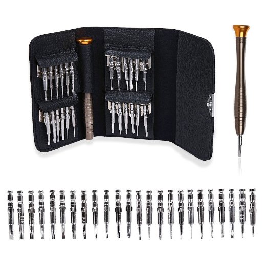 APG 25 in 1 Screwdriver Set Repair Tools Kit with Black Bag for iPhone Samsung HTC LG Cellphone and Other Devices