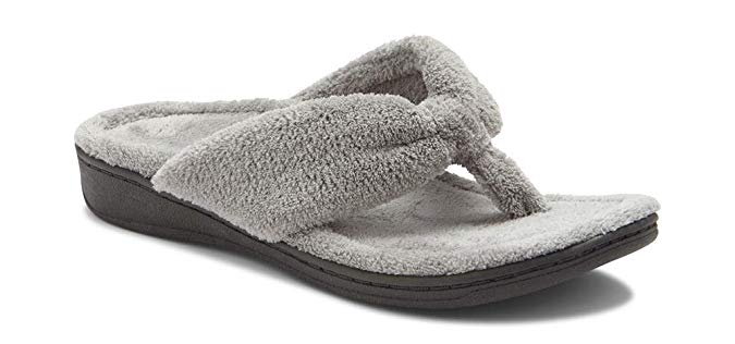 Vionic Women's Indulge Gracie Slipper - Ladies Toe-Post Thong Slippers with Concealed Orthotic Arch Support