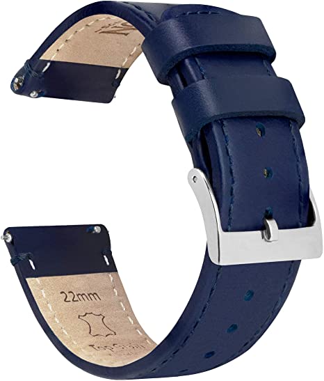 Barton Quick Release - Top Grain Leather Watch Band Strap - Stainless Steel Buckle - Choice of Width - 16mm, 18mm, 19mm, 20mm, 21mm 22mm, 23mm or 24mm Standard Length & Long