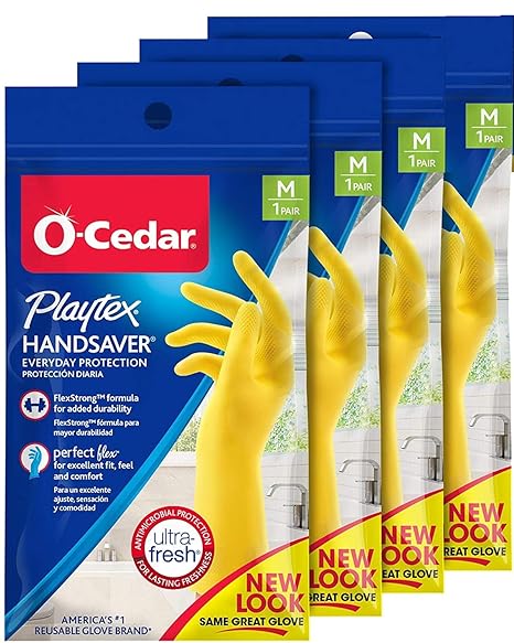 Playtex Living Reuseable Rubber Cleaning Gloves, Premium Protection (Large, Pack - 4)