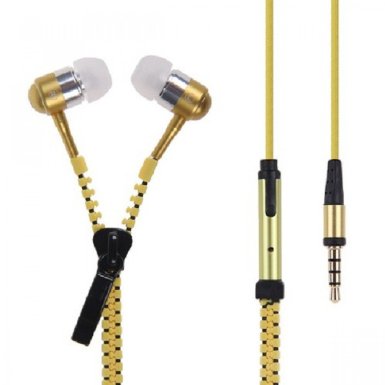 I-kool Cold Weather Winter Wear Zippered In-Ear Headphones With Mic (Yellow)