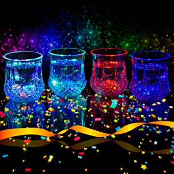 Liquid Activated Multicolor LED Glasses ~ Fun Light Up Drinking Tumblers - 6 oz. - Set of 4