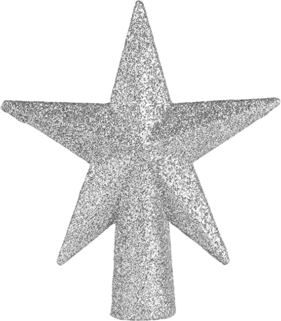 Ornativity Glitter Star Tree Topper - Christmas Mini Silver Decorative Holiday Bethlehem Star Ornament