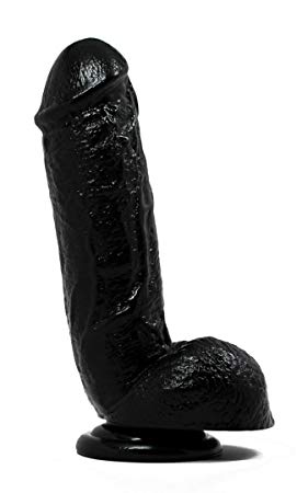 Eden 8.5" Long Realistic Feel Perfect Size Thick Dildo with Balls Suction Cup Harness Compatible (Black)