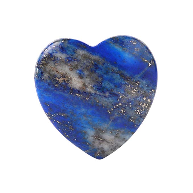 Bingcute Lapis Lazuli Heart Love Carved Palm Worry Stone 40mm (1.6") for Chakra Energy Healing, Reiki, Meditation, Massage and Decoration