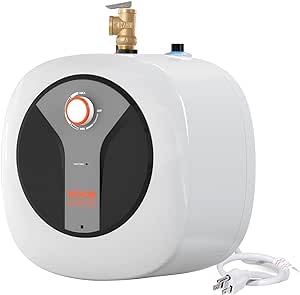 VEVOR Electric Mini-Tank Water Heater 2.5-Gallon Tank, 1440W Hot Water Boiler Storage, Safety Temperature Pressure Valve Easy Install, for Kichen Bathroom Restaurant, Shelf Wall Floor Mounted