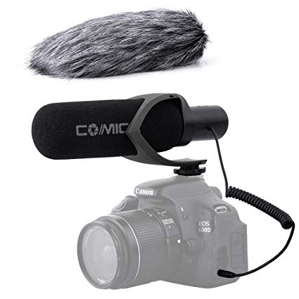 Comica CVM-V30PRO B 3.5mm on Camera Microphone Directional Condenser Shotgun Video Microphone Interview Mic for Canon,Nikon, Sony,Panasonic,Fuji,Olympus DSLR Cameras(with Wind Muff)