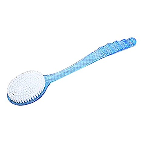 Pixnor Bath Shower Back Brush Scrubber Exfoliating Body Brush Long Handle (Blue)