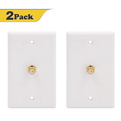 VCE 2-PACK Single RCA Connector Wall Plate for Subwoofer Audio Port-White