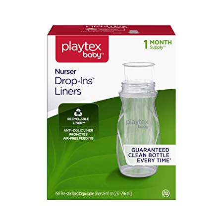 Playtex Baby Nurser Drop-Ins Baby Bottle Disposable Liners, Closer to Breastfeeding, 8 Ounce 150 Count