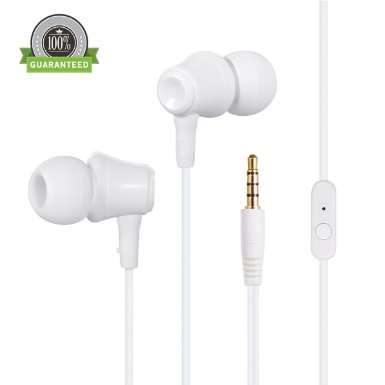 Amoner Stereo In-Ear Headphones Earphones Earbuds Headsets with Biult-in Mic & Remote Control for iPhone 6s/6/6Plus/SE/5s 5c5, iPad/iPod and More(White)