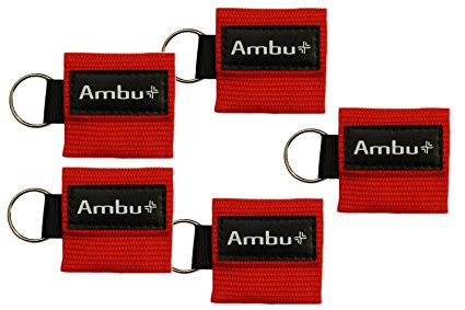 Ambu Res-Cue Key CPR Mask with Mini Keychain Pouch, Red (Pack of 5)