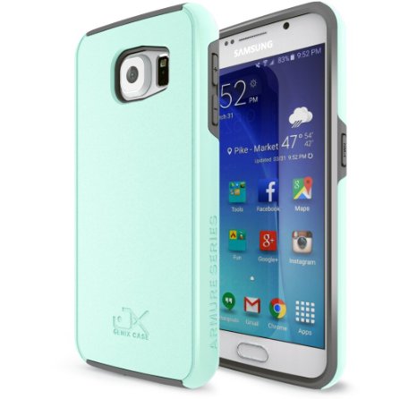 Galaxy S6 Case, Genix Case Armor Series Dual Layer Premium Protective Case for Samsung Galaxy S6 - Turquoise/ Gray