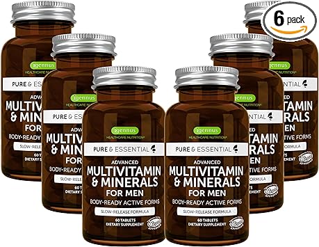 Men's Multivitamin, Clean Label & Vegan, High Strength Formula Without Iron, Daily Energy, Immunity & Heart Support, Methylated B-Vitamins Plus Lycopene, Slow Release, Chelated Minerals, by Igennus…