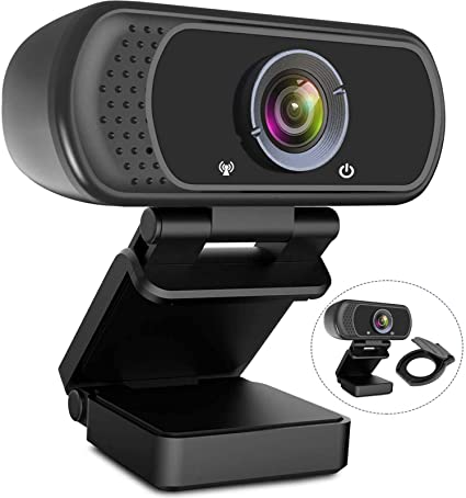 1080P Webcam with Microphone and Speaker USB Desktop Laptop Computer Web Camera Plug and Play for Video Streaming, Conference, Gaming, Online Classes Face Cam Manual Focus Correction